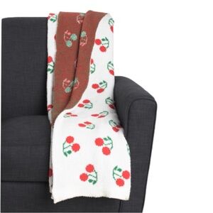 CHELSEA & THEODORE Oversized Cherries Feather Yarn Throw